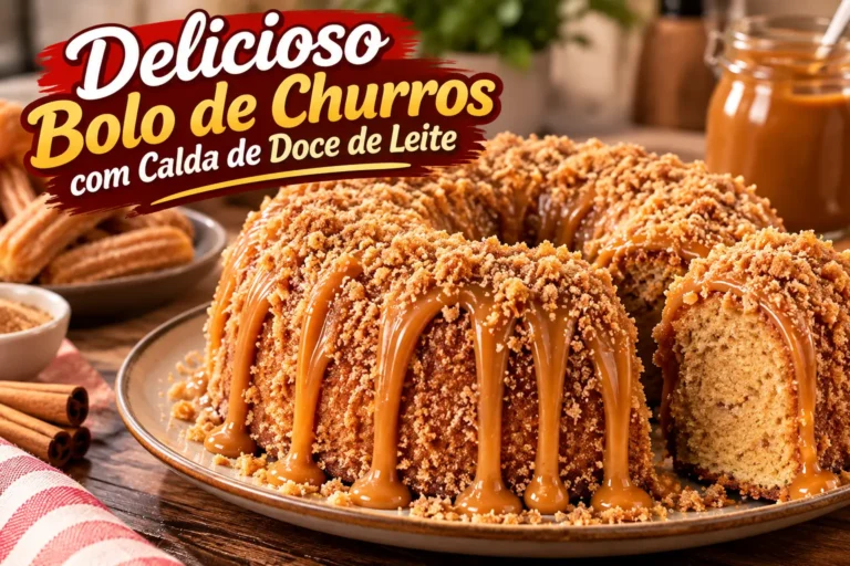 Bolo de Churros com Calda de Doce de Leite
